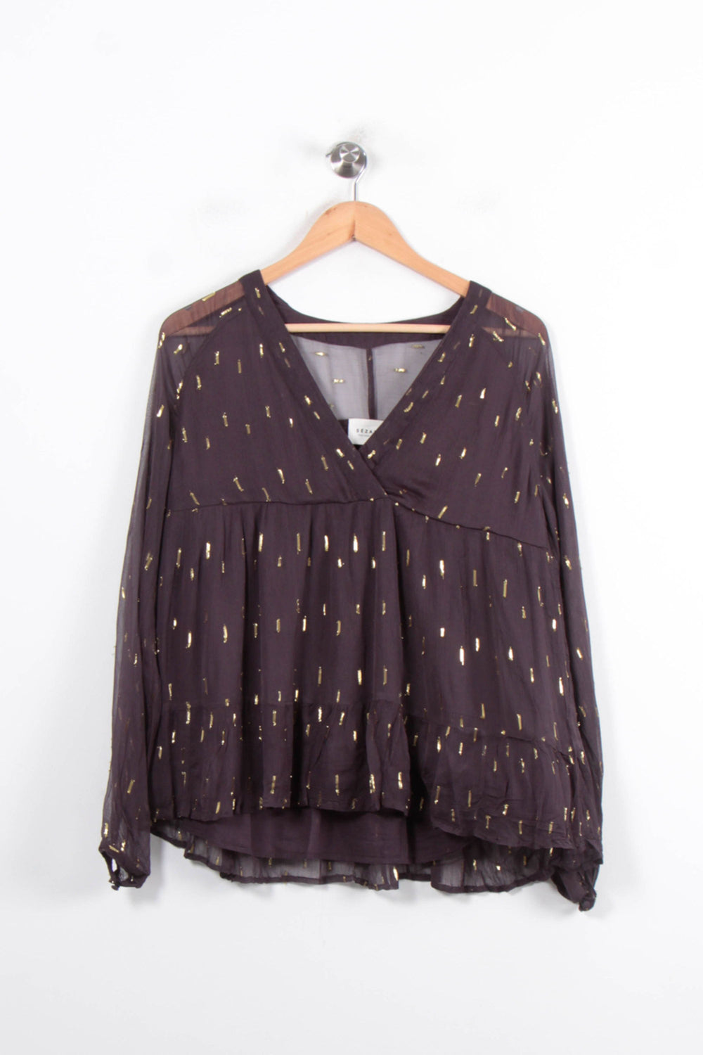 Blouse Noire et Dorée - Taille S/36 de la marque Sézane | PARAD81170 - Vendu par Paradigme - Image 2