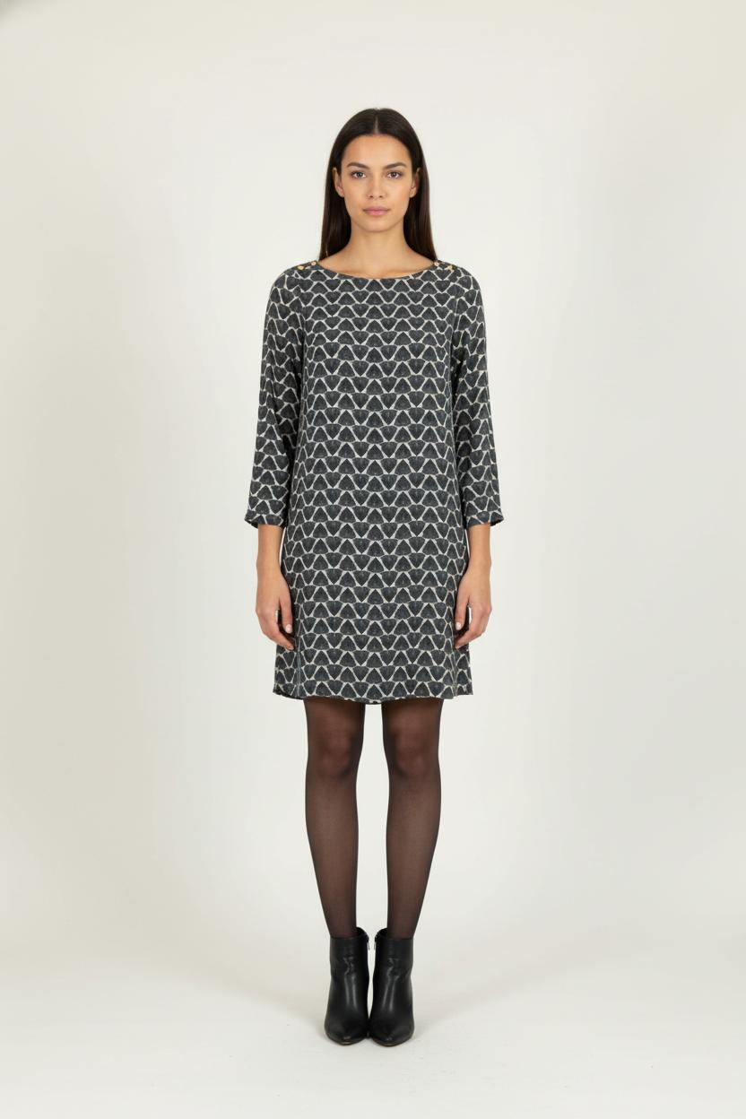 Robe Droite Noire et Blanche - Taille S/36 de la marque One Step | PARAD81185 - Vendu par Paradigme - Image 1