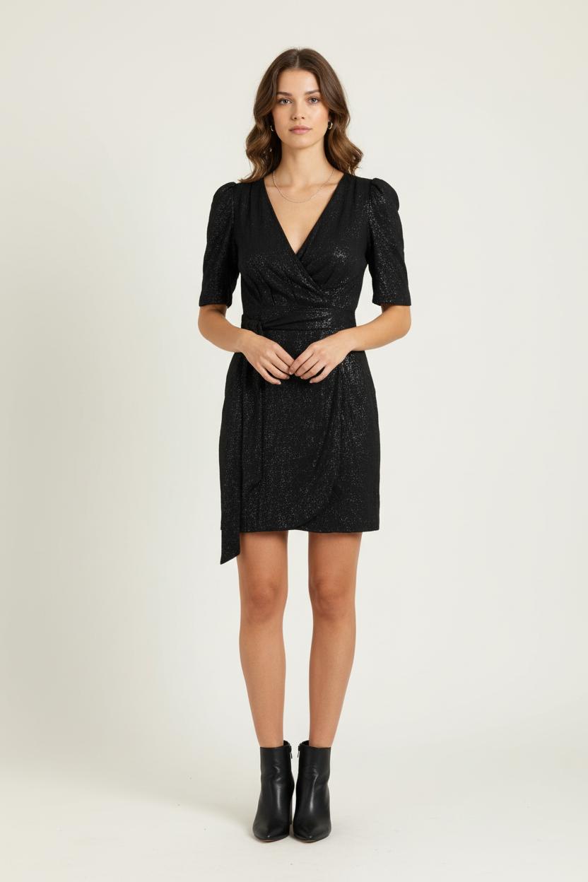 Robe Portefeuille Noire - Taille S/36 de la marque Sézane | PARAD81233 - Vendu par Paradigme - Image 1