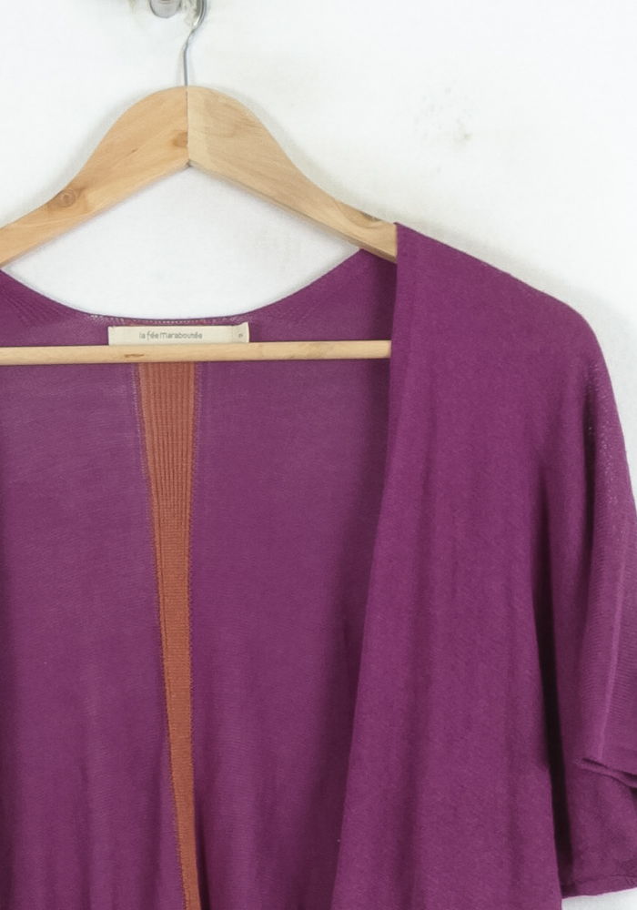 Cardigan Violet et Marron - Taille M/38 de la marque La Fée Maraboutée | PARAD81247 - Vendu par Paradigme - Image 3