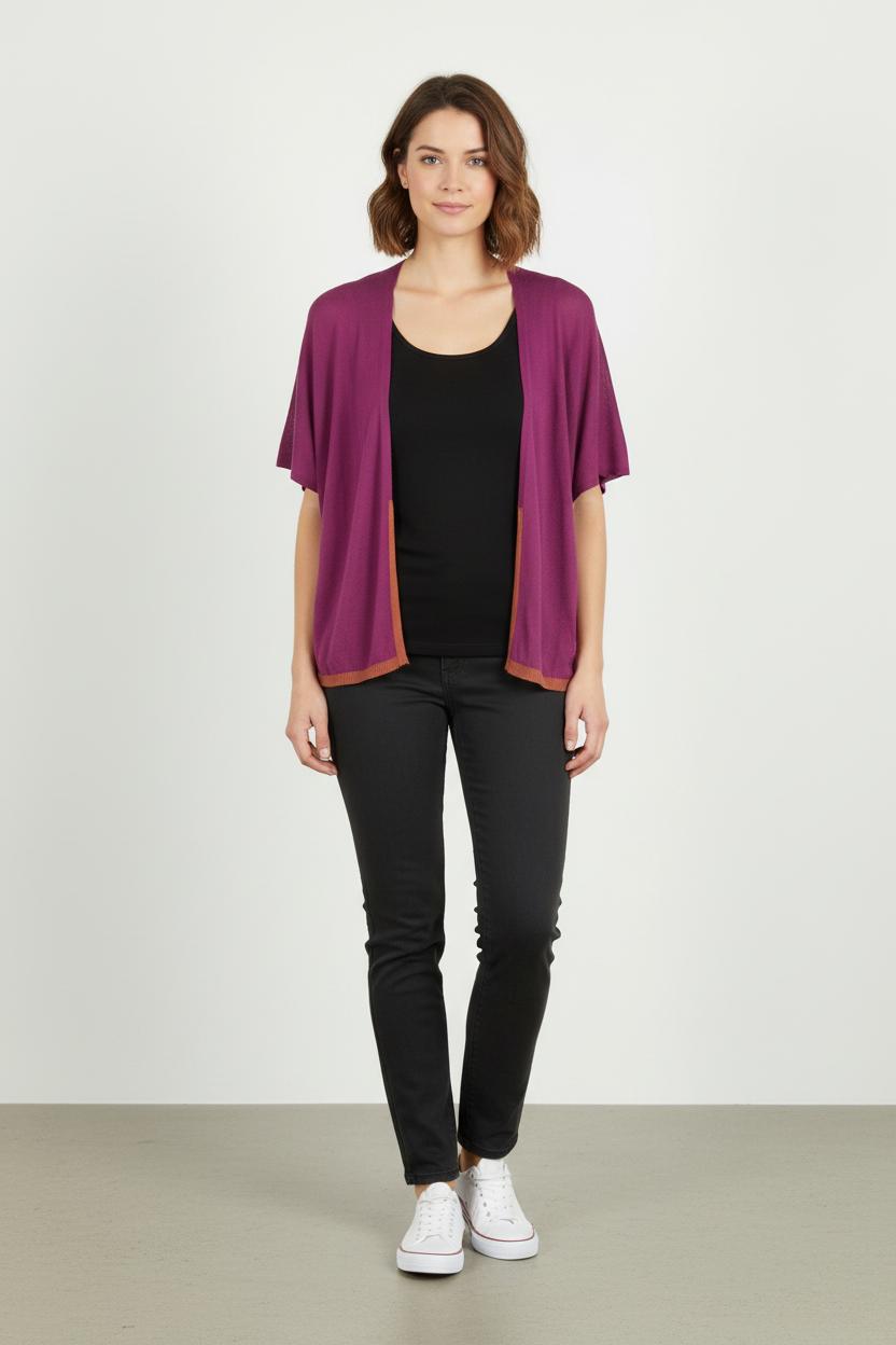 Cardigan Violet et Marron - Taille M/38 de la marque La Fée Maraboutée | PARAD81247 - Vendu par Paradigme - Image 1