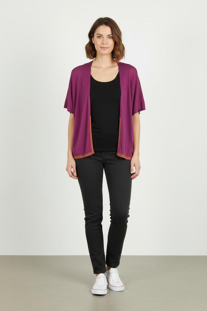 Cardigan Violet et Marron - Taille M/38 de la marque La Fée Maraboutée | PARAD81247 - Vendu par Paradigme - Image 1