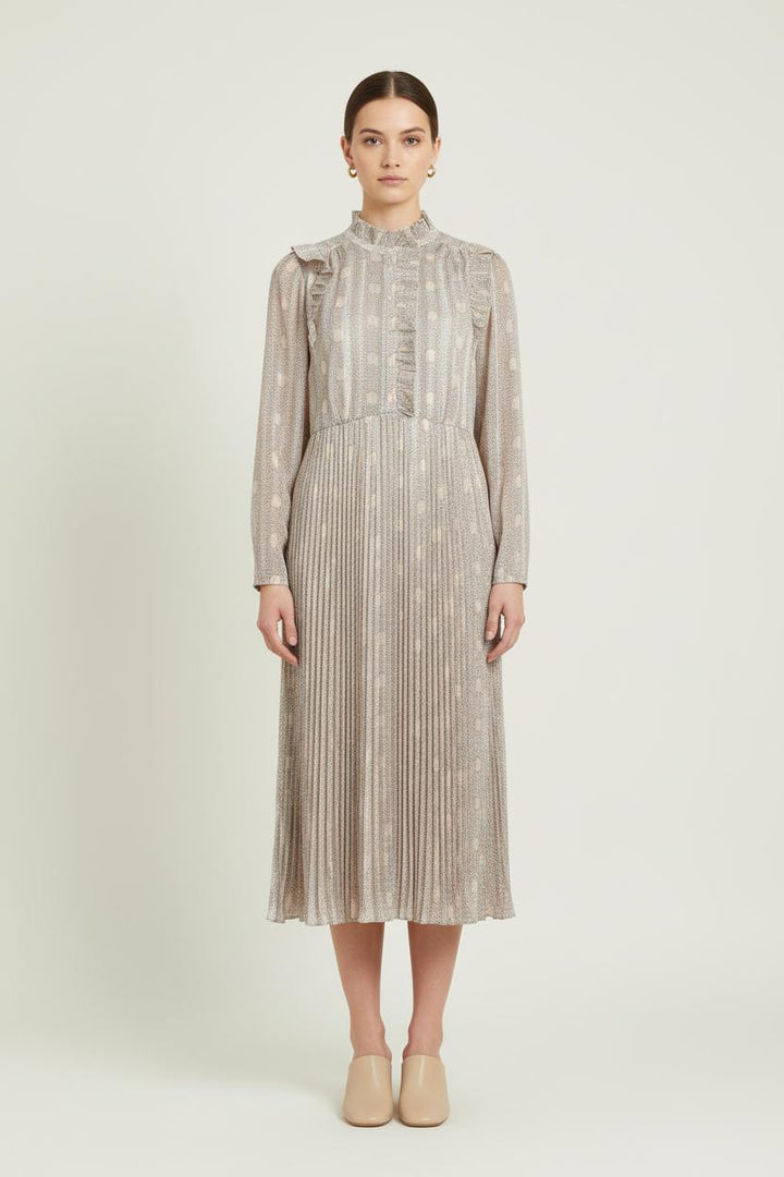 Robe Midi Beige et Blanc - Taille M/38 de la marque ba&sh | PARAD81250 - Vendu par Paradigme - Image 1