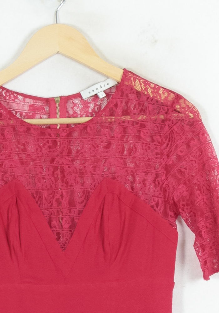 Robe Courte Rouge - Taille S/36 de la marque Sandro | PARAD81258 - Vendu par Paradigme - Image 3