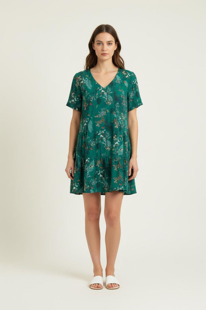 Robe Fleurie Verte - Taille M/38 de la marque One Step | PARAD81267 - Vendu par Paradigme - Image 1