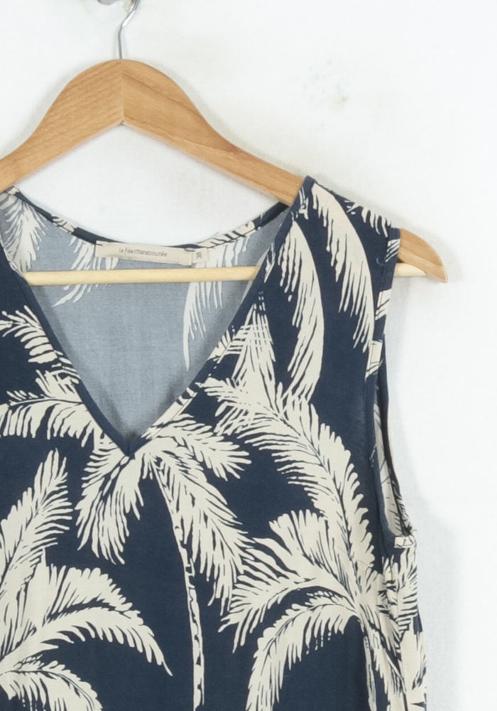 Robe Longue Bleu et Beige - Taille M/38 de la marque La Fée Maraboutée | PARAD81268 - Vendu par Paradigme - Image 3