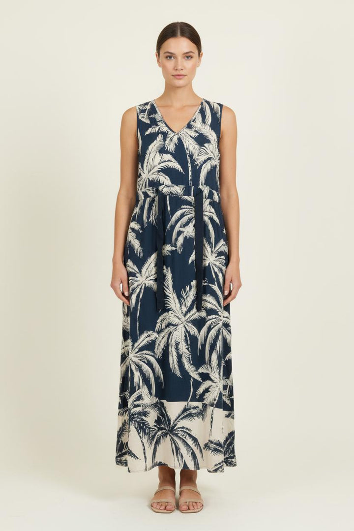 Robe Longue Bleu et Beige - Taille M/38 de la marque La Fée Maraboutée | PARAD81268 - Vendu par Paradigme - Image 1