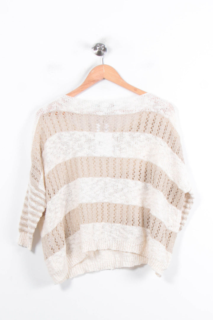 Pull Beige et Blanc - Taille S/36 de la marque La Fée Maraboutée | PARAD81324 - Vendu par Paradigme - Image 4