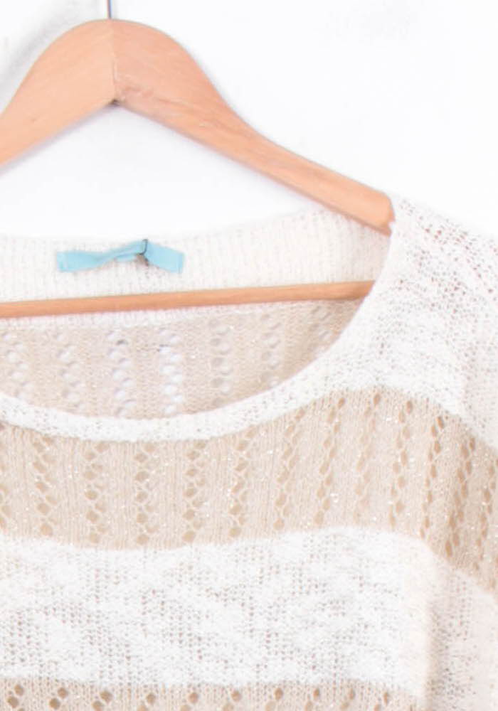 Pull Beige et Blanc - Taille S/36 de la marque La Fée Maraboutée | PARAD81324 - Vendu par Paradigme - Image 3