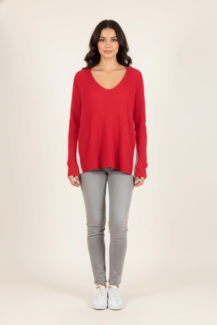 Pull Rouge et Blanc - Taille XXL/44 de la marque Imprevu | PARAD81341 - Vendu par Paradigme - Image 1