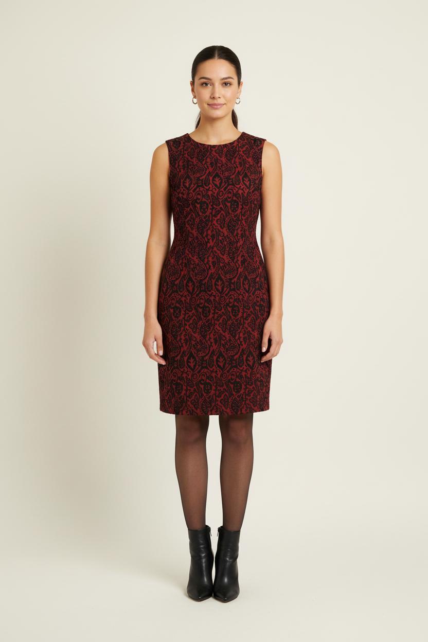 Robe Droite Bordeaux et Noire - Taille L/40 de la marque La Fée Maraboutée | PARAD81345 - Vendu par Paradigme - Image 1