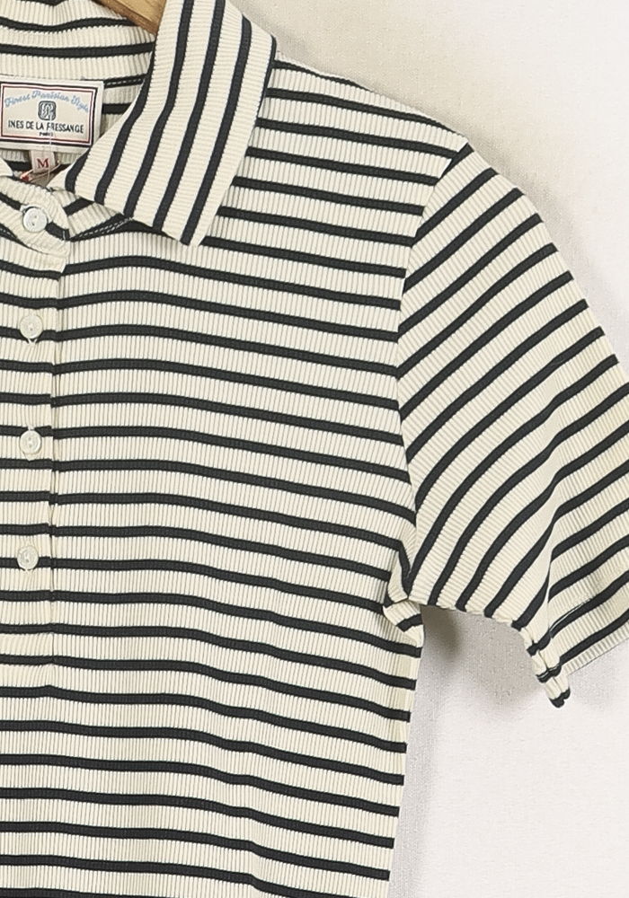 Robe Chemise Rayée Noire et Blanche - Taille M/38 de la marque Ines de la Fressange Paris | PARAD81373 - Vendu par Paradigme - Image 3