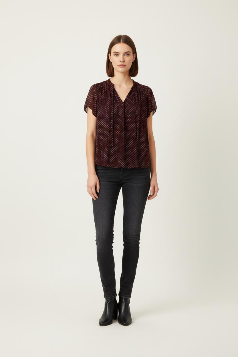 Blouse Noire et Rouge - Taille M/38 de la marque IKKS | PARAD81400 - Vendu par Paradigme - Image 1