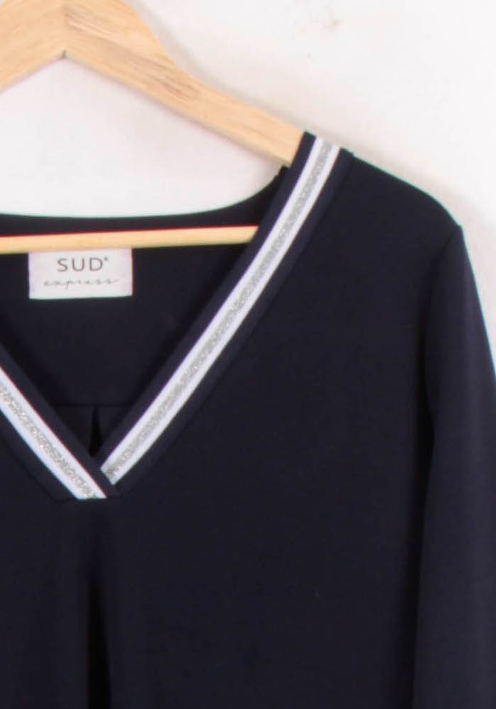 Robe Droite Bleu Marine et Blanc - Taille L/40 de la marque Sud express | PARAD81423 - Vendu par Paradigme - Image 3