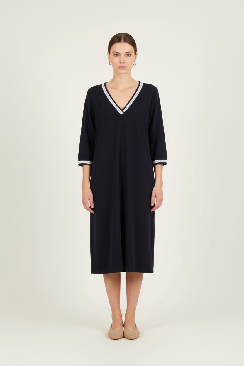 Robe Droite Bleu Marine et Blanc - Taille L/40 de la marque Sud express | PARAD81423 - Vendu par Paradigme - Image 1