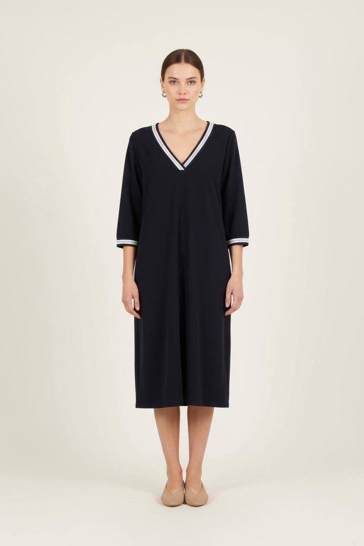 Robe Droite Bleu Marine et Blanc - Taille L/40 de la marque Sud express | PARAD81423 - Vendu par Paradigme - Image 1