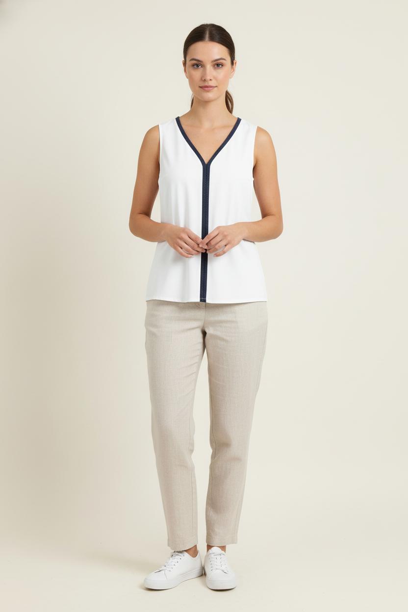 Débardeur Blanc et Bleu - Taille S/36 de la marque Maison 123 | PARAD81466 - Vendu par Paradigme - Image 1