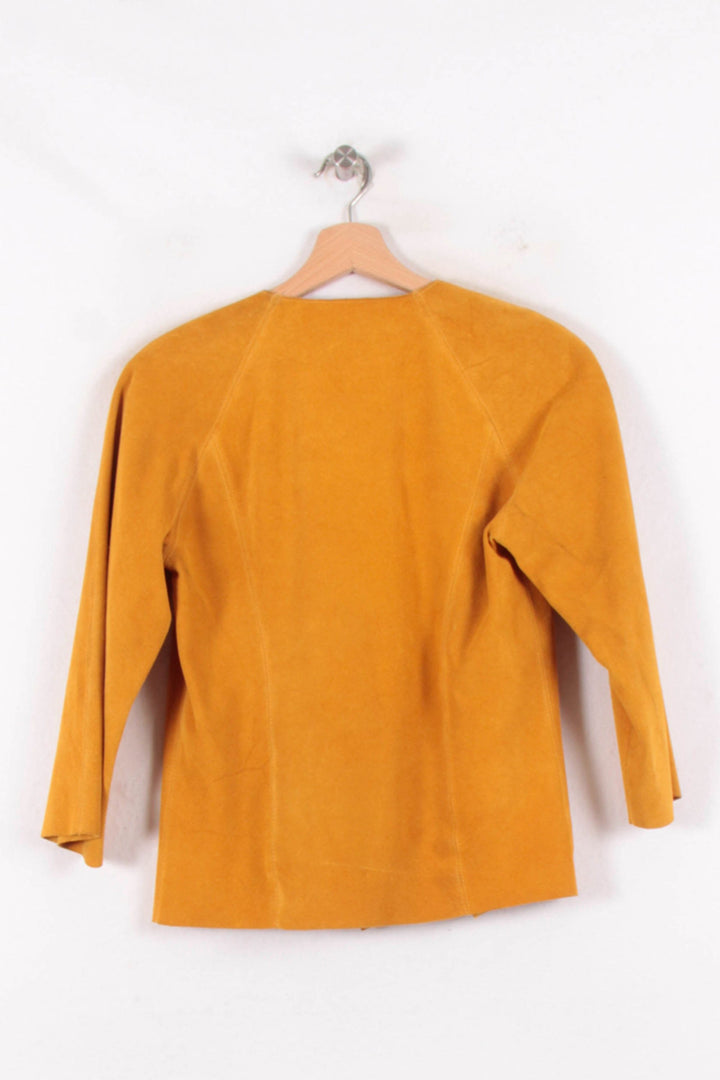 Veste en Cuir Orange - Taille M/38 de la marque La Fée Maraboutée | PARAD81476 - Vendu par Paradigme - Image 4