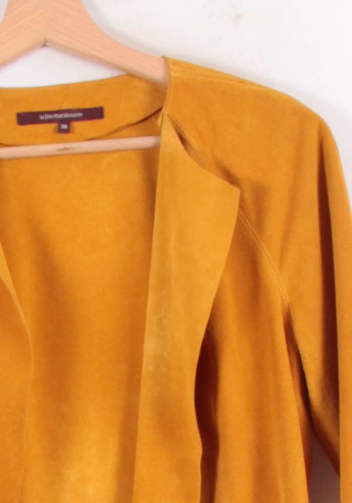 Veste en Cuir Orange - Taille M/38 de la marque La Fée Maraboutée | PARAD81476 - Vendu par Paradigme - Image 3