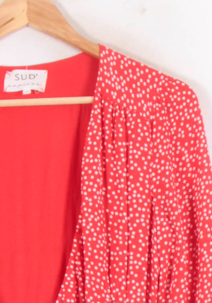 Robe portefeuille rouge et blanche - Taille S/36 de la marque Sud express | PARAD81489 - Vendu par Paradigme - Image 3