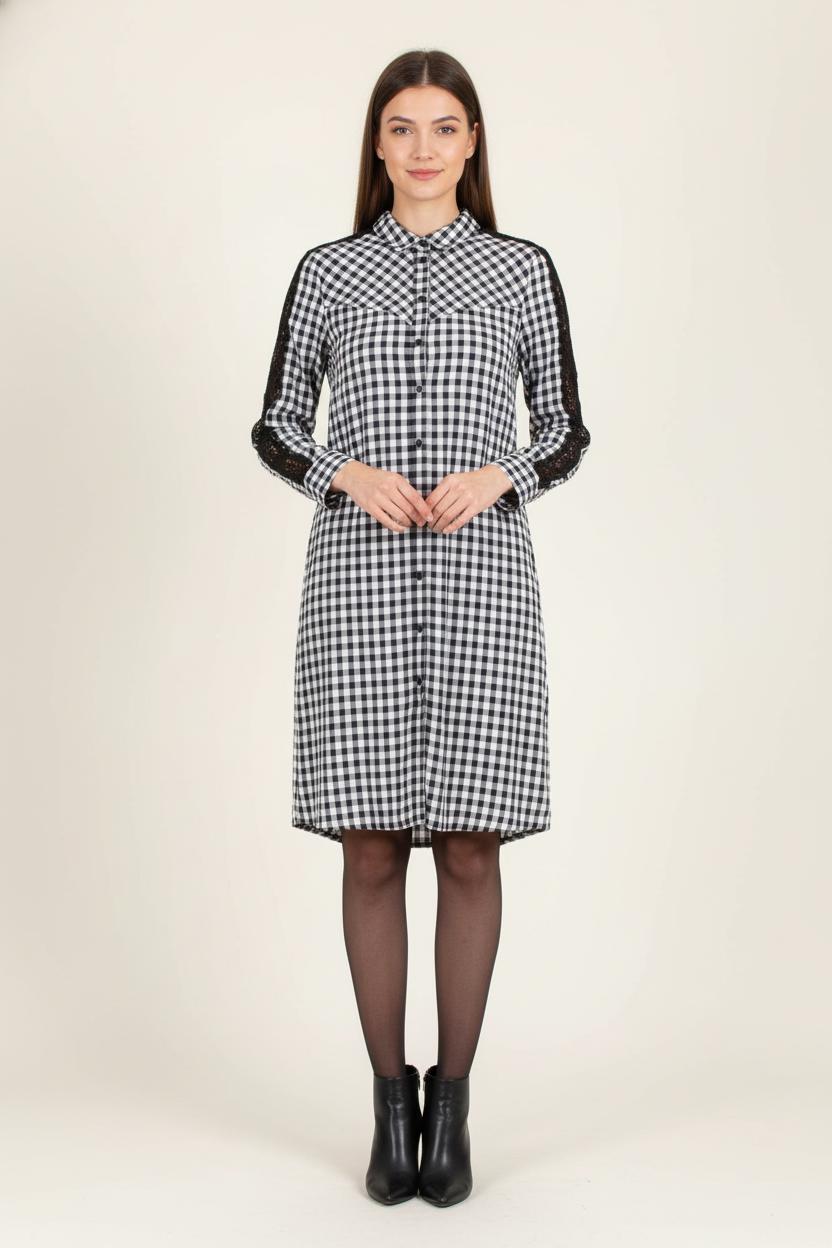 Robe Chemise Noire et Blanche - Taille S/36 de la marque IKKS | PARAD81513 - Vendu par Paradigme - Image 1