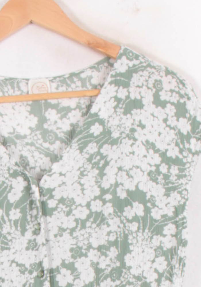 Robe Fleurie Verte et Blanche - Taille S/36 de la marque Des petits hauts | PARAD81524 - Vendu par Paradigme - Image 3