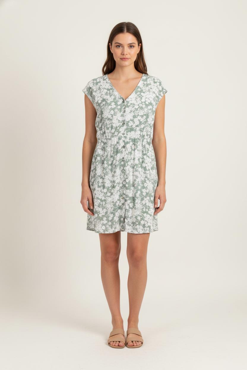 Robe Fleurie Verte et Blanche - Taille S/36 de la marque Des petits hauts | PARAD81524 - Vendu par Paradigme - Image 1