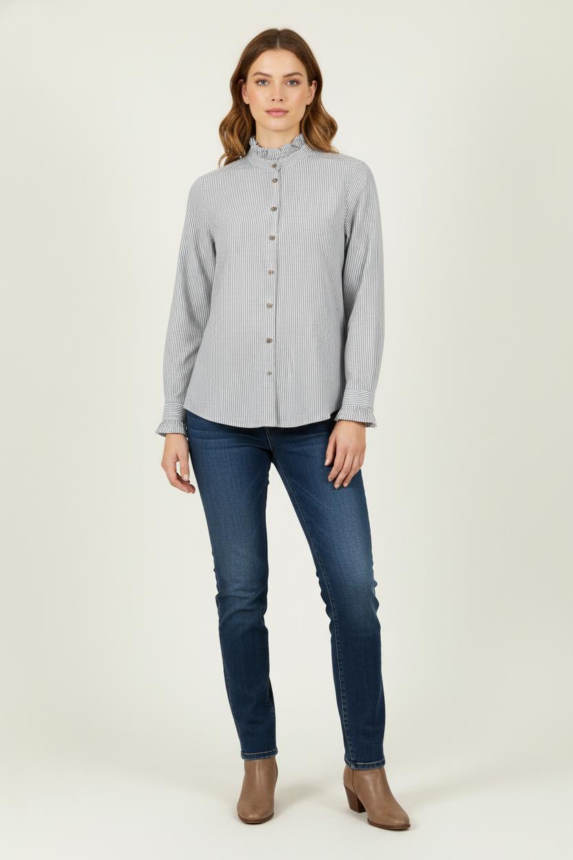 Chemise Rayée Grise et Blanche - Taille XS/34 de la marque The Kooples | PARAD81547 - Vendu par Paradigme - Image 1