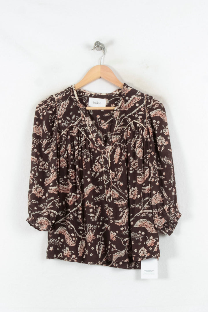 Blouse Marron et Beige - Taille M/38 de la marque ba&sh | PARAD81548 - Vendu par Paradigme - Image 2