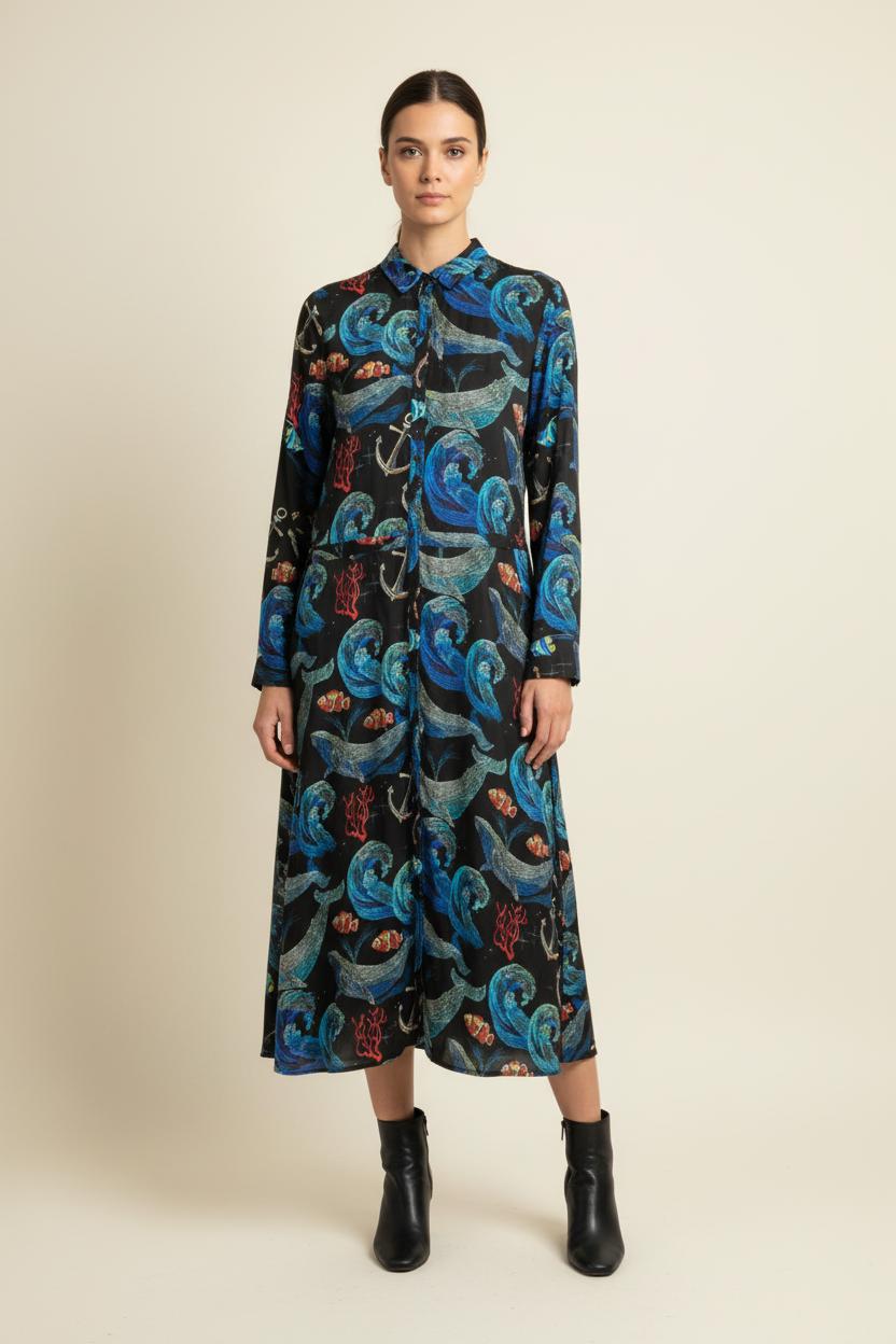 Robe Longue Noire et Bleue - Taille XL/42 de la marque Heimstone | PARAD81607 - Vendu par Paradigme - Image 1