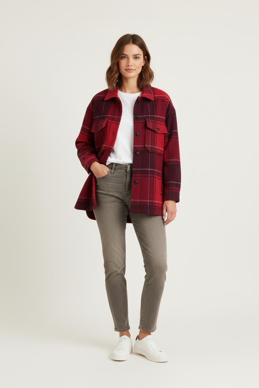 Veste à Carreaux Rouge et Bordeaux - Taille M/38 de la marque IKKS | PARAD81617 - Vendu par Paradigme - Image 1