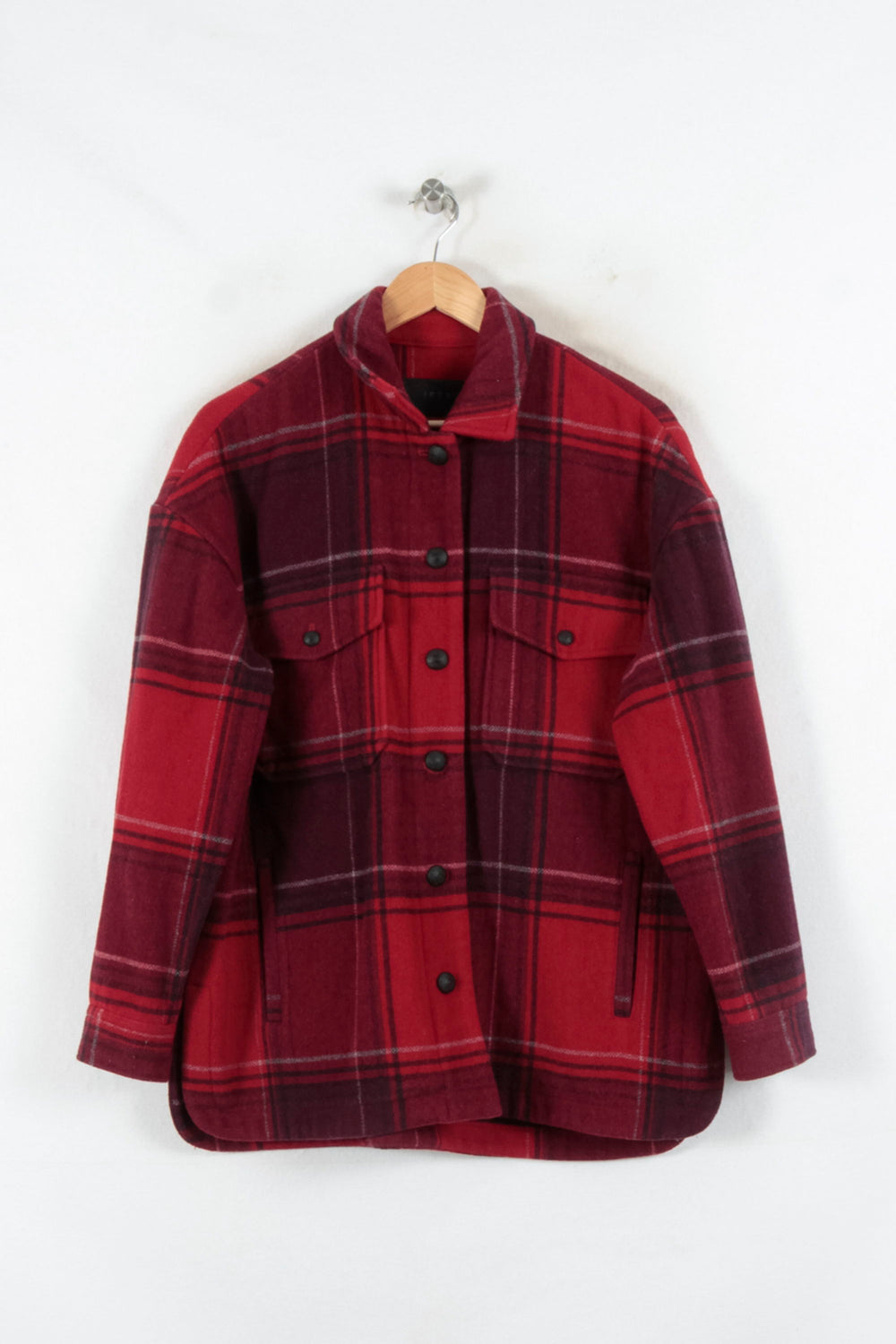 Veste à Carreaux Rouge et Bordeaux - Taille M/38 de la marque IKKS | PARAD81617 - Vendu par Paradigme - Image 2