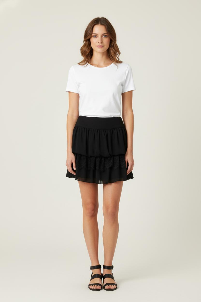 Jupe Volantée Noire - Taille S/36 de la marque Sandro | PARAD81637 - Vendu par Paradigme - Image 1