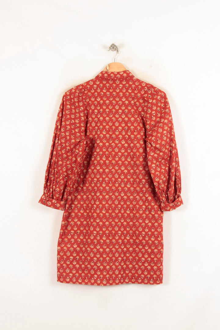 Robe Chemise Bordeaux et Beige - Taille XS/34 de la marque Des petits hauts | PARAD81654 - Vendu par Paradigme - Image 4