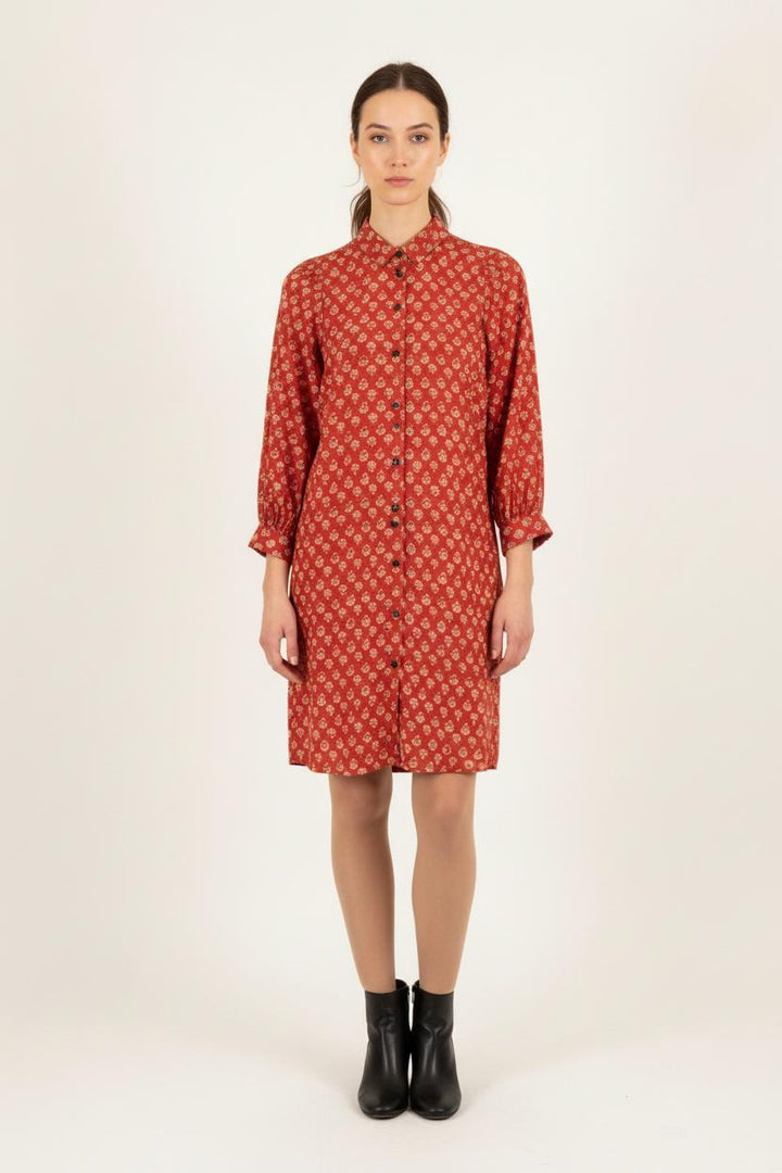 Robe Chemise Bordeaux et Beige - Taille XS/34 de la marque Des petits hauts | PARAD81654 - Vendu par Paradigme - Image 1