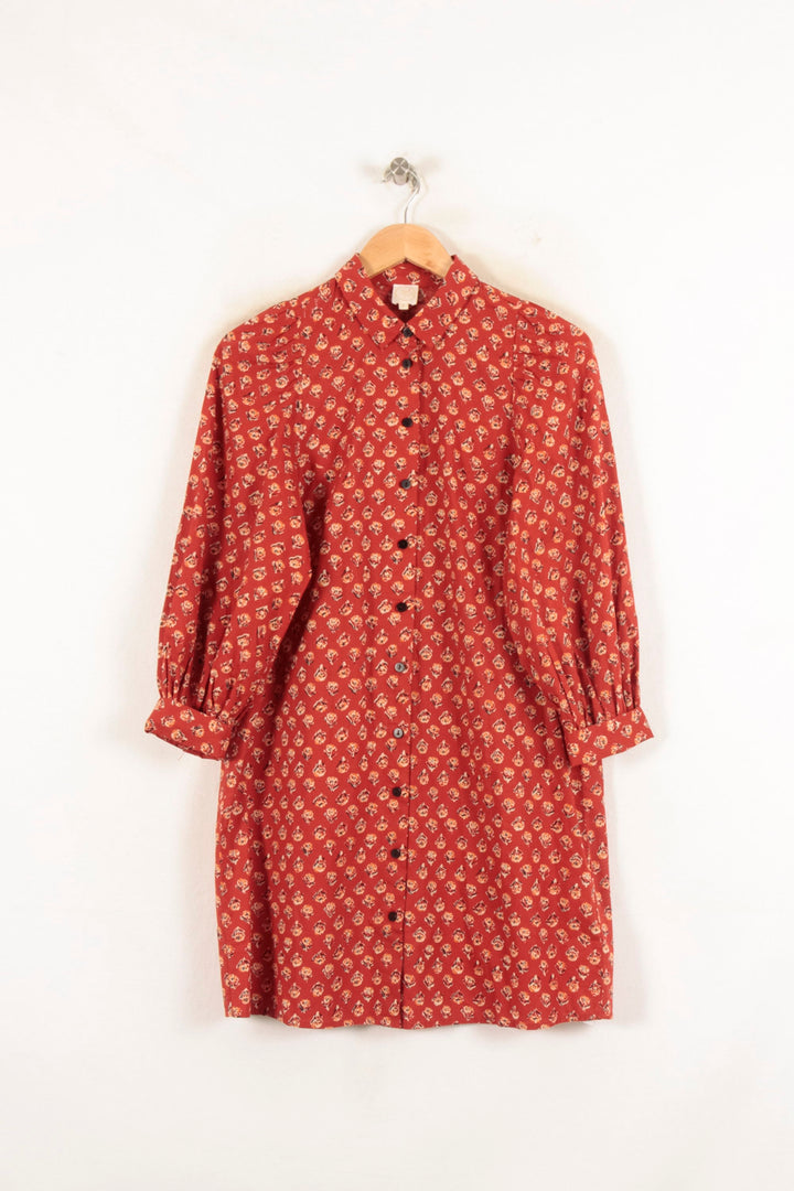 Robe Chemise Bordeaux et Beige - Taille XS/34 de la marque Des petits hauts | PARAD81654 - Vendu par Paradigme - Image 2