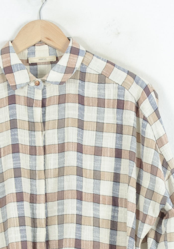 Chemise À Carreaux Beige Bleu et Marron - Taille XS/34 de la marque Sessùn | PARAD81672 - Vendu par Paradigme - Image 3