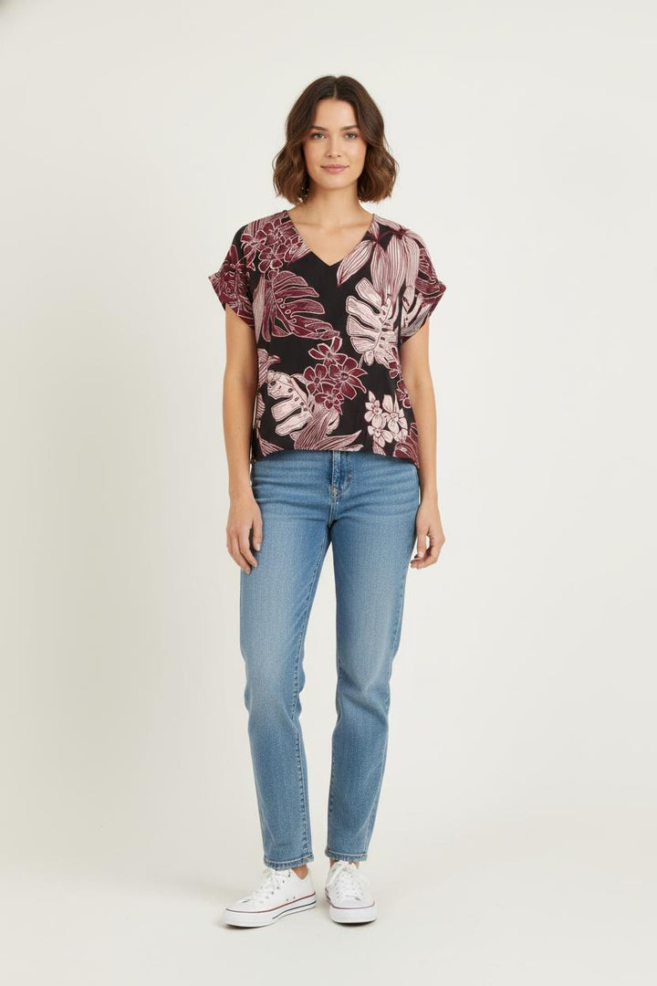 Blouse Noire et Bordeaux - Taille S/36 de la marque La Fée Maraboutée | PARAD81693 - Vendu par Paradigme - Image 1