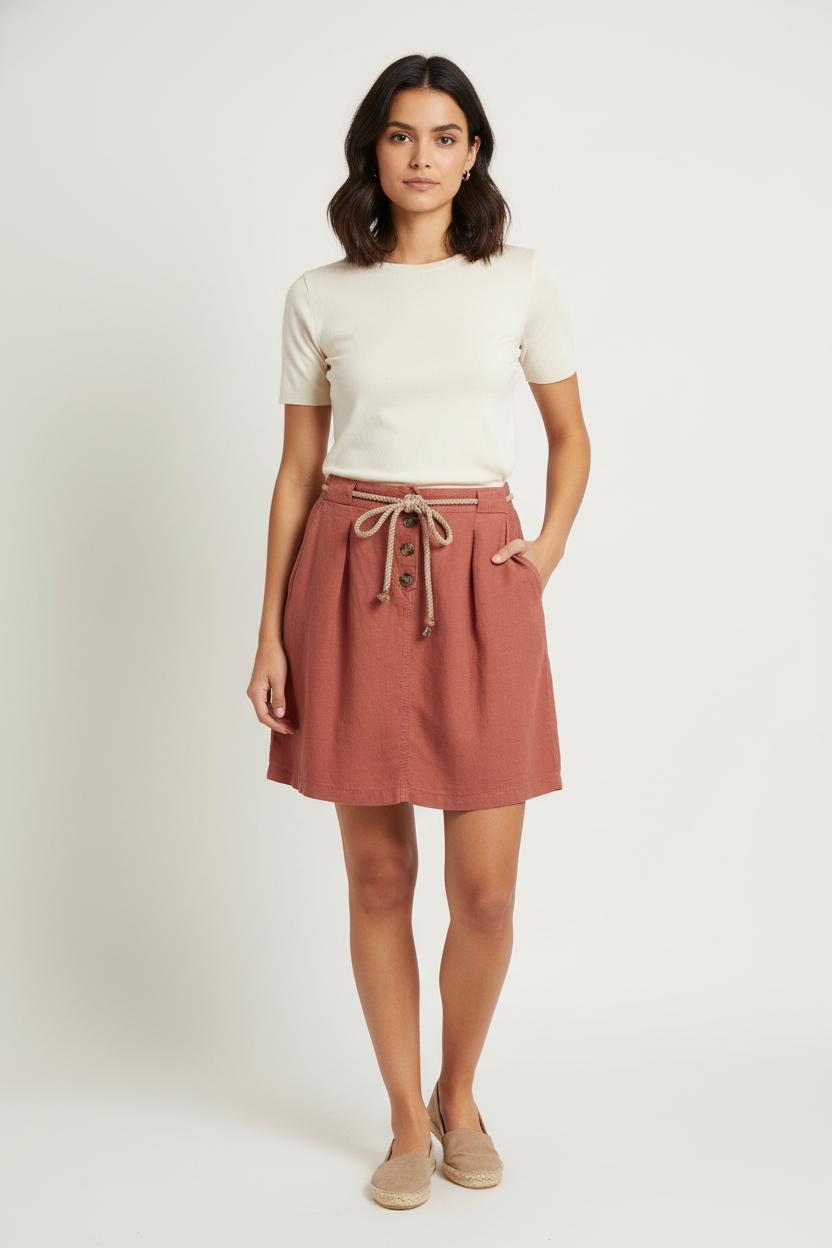 Jupe Boutonnée Rouge - Taille M/38 de la marque One Step | PARAD81724 - Vendu par Paradigme - Image 1