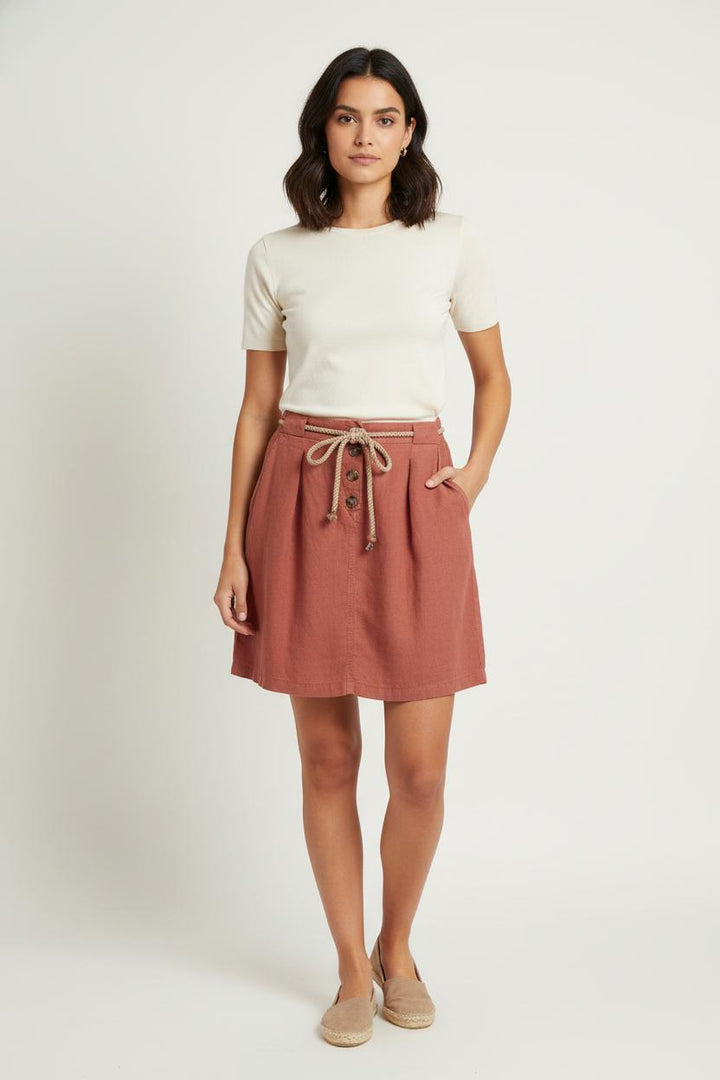 Jupe Boutonnée Rouge - Taille M/38 de la marque One Step | PARAD81724 - Vendu par Paradigme - Image 1