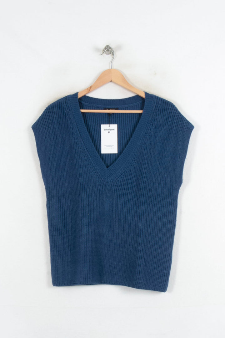 Débardeur Tricoté Bleu - Taille XS/34 de la marque Caroll | PARAD81735 - Vendu par Paradigme - Image 2