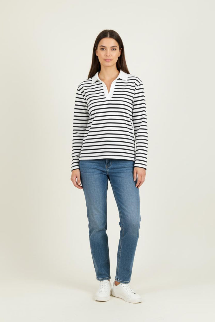 Marinière Blanc et Noir - Taille S/36 de la marque Caroll | PARAD81742 - Vendu par Paradigme - Image 1