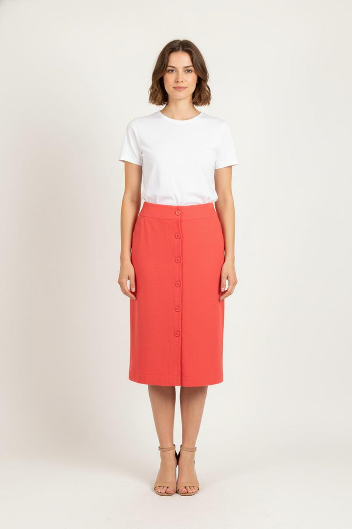 Jupe Boutonnée Orange - Taille L/40 de la marque Galeries Lafayette | PARAD81761 - Vendu par Paradigme - Image 1