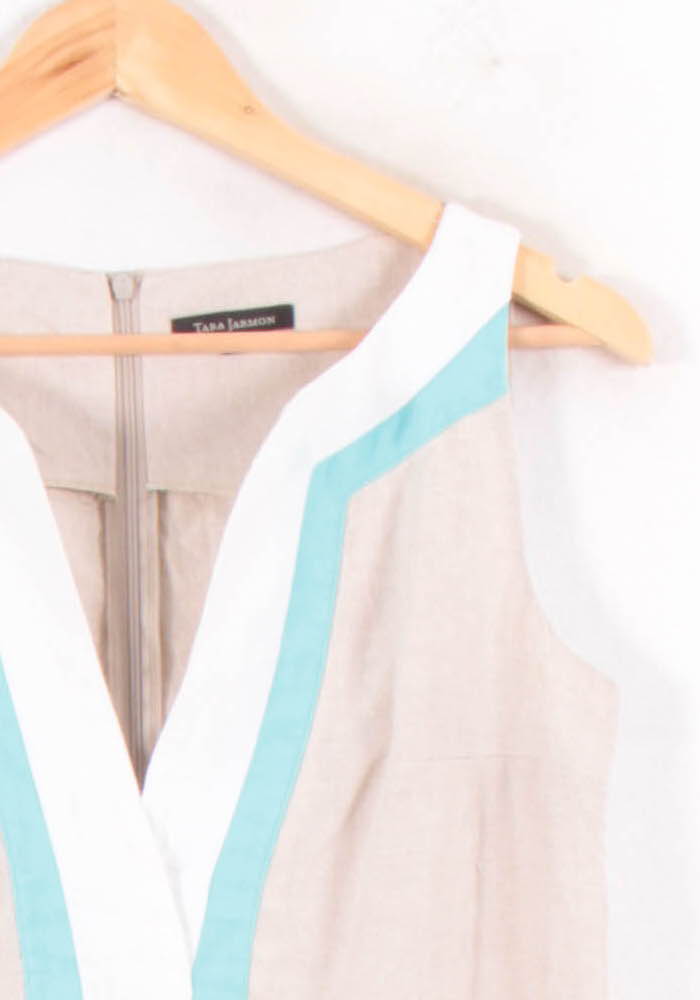 Robe Sans Manches Beige et Bleu - Taille S/36 de la marque Tara Jarmon | PARAD81793 - Vendu par Paradigme - Image 3