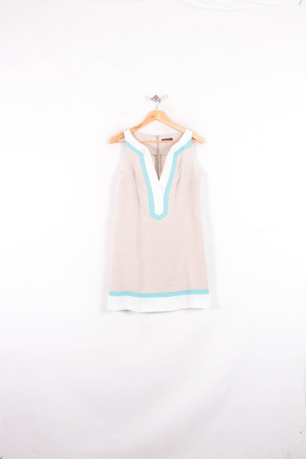 Robe Sans Manches Beige et Bleu - Taille S/36 de la marque Tara Jarmon | PARAD81793 - Vendu par Paradigme - Image 2