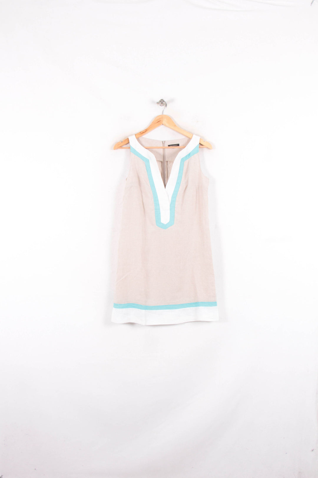 Robe Sans Manches Beige et Bleu - Taille S/36 de la marque Tara Jarmon | PARAD81793 - Vendu par Paradigme - Image 2