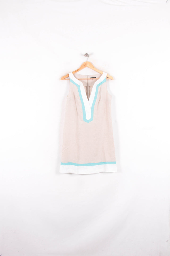 Robe Sans Manches Beige et Bleu - Taille S/36 de la marque Tara Jarmon | PARAD81793 - Vendu par Paradigme - Image 2