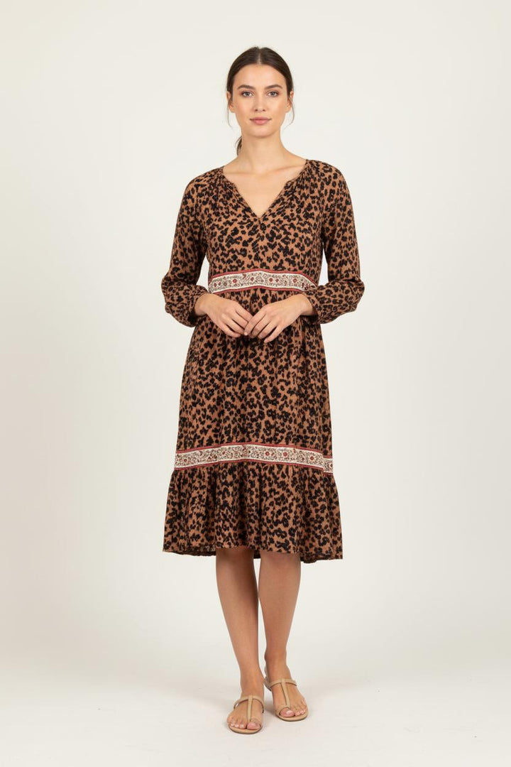 Robe Midi Marron et Noir - Taille S/36 de la marque Stella Forest | PARAD81798 - Vendu par Paradigme - Image 1