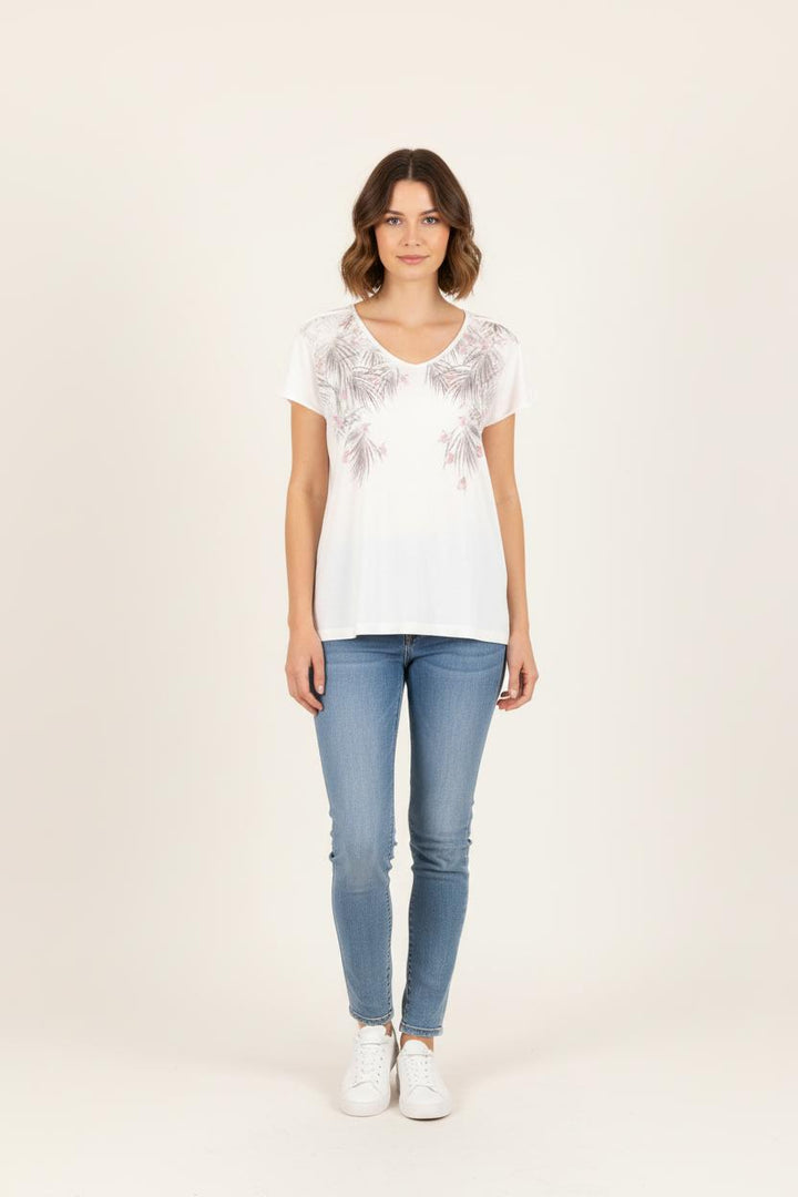 Tee-shirt Blanc et Beige - Taille S/36 de la marque One Step | PARAD81799 - Vendu par Paradigme - Image 1