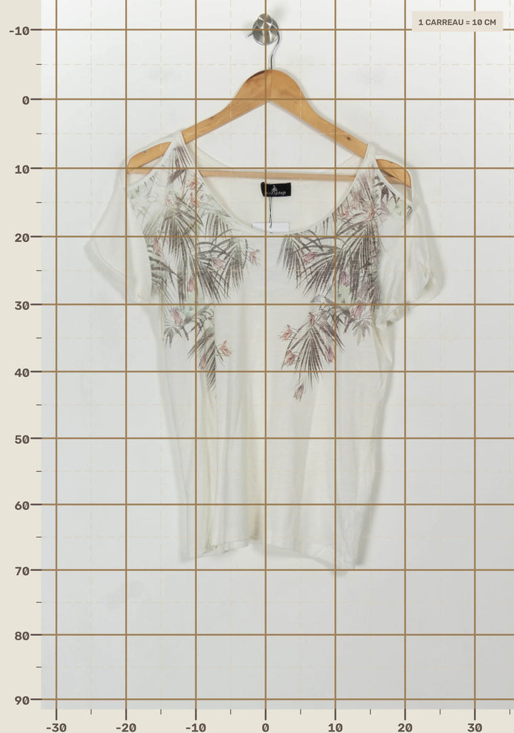 Tee-shirt Blanc et Beige - Taille S/36 de la marque One Step | PARAD81799 - Vendu par Paradigme - Image 4